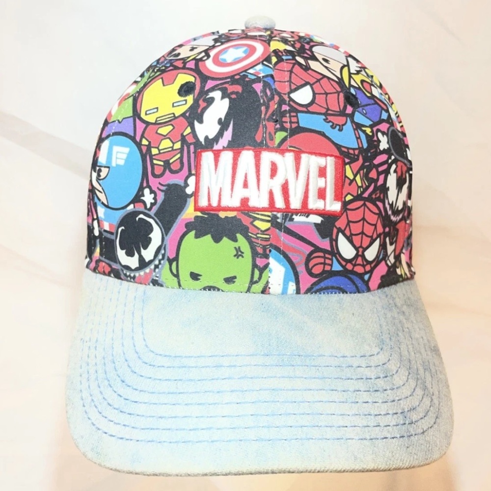 Marvel strapback hat. super hero. cap. multicolor. adjustable. osfm